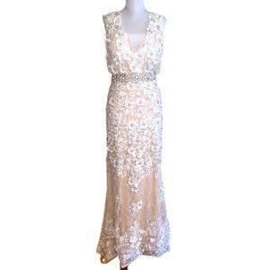 Gianni Bini White Lace and beaded Gown